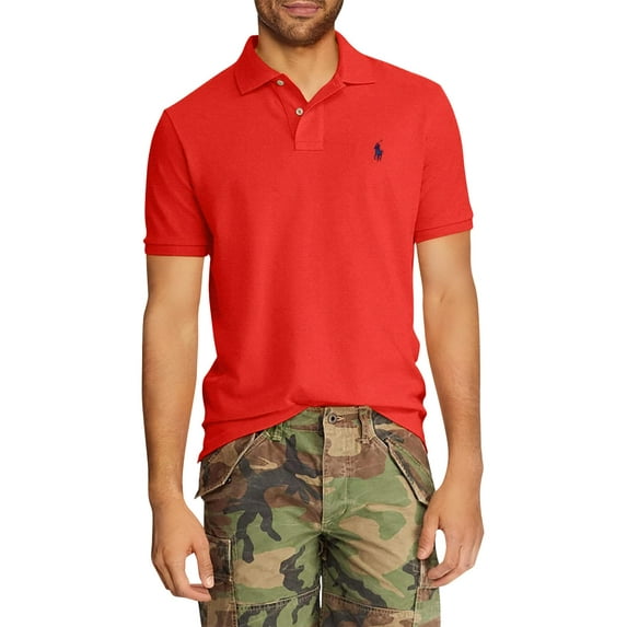 POLO RALPH LAUREN Men's Classic Fit Polo Shirt ((Spring/Summer 2022) African Red, Large)