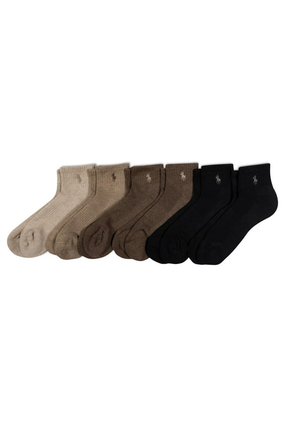Men's Athletic Performance Cotton Ankle Socks-6 Pair Pack-Breathable Mesh & Sport Moisture Wicking, Brown, 6-12.5