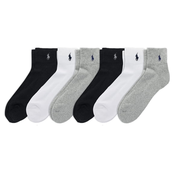 Polo Ralph Lauren Men's Classic Sport Solid Ankle Sock 6 Pack, Multi-Colored, Men's Shoe Size: 6-12.5, Multi-colored, 6-12.5