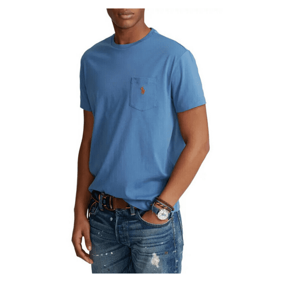 POLO RALPH LAUREN Men's Classic-fit Jersey Pocket T-shirt In Delta Blue, S