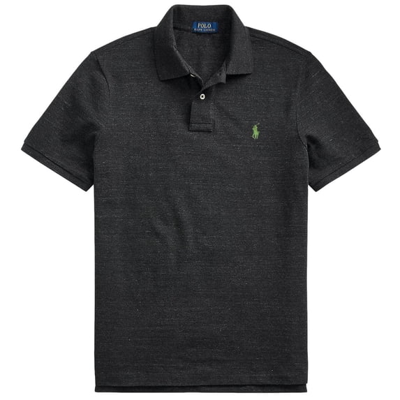 POLO RALPH LAUREN Men's Custom Slim Fit Polo Shirt ((Spring/Summer 2022) Black Heather, Large)