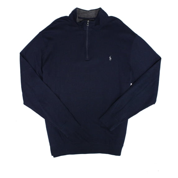 POLO RALPH LAUREN Men's Luxury Jersey Quarter Zip Pullover Sweater Sweatshirt (Aviator Navy, X-Large Tall, XLT)