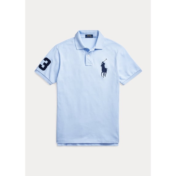 POLO RALPH LAUREN Mens Big & Tall Classic Fit Short Sleeve Big Pony Mesh Polo (3XLT, Aqua Blue)
