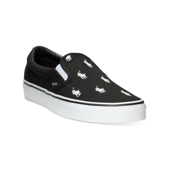 POLO RALPH LAUREN Mens Black Logo Round Toe Slip On Sneakers Shoes 11