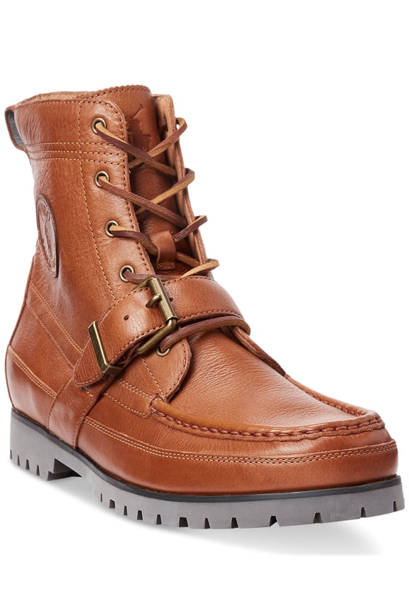 Mens Brown Lug Sole Buckle Slip Resistant Comfort Ranger Round Toe Block Heel Lace-Up Boots Shoes 11 D