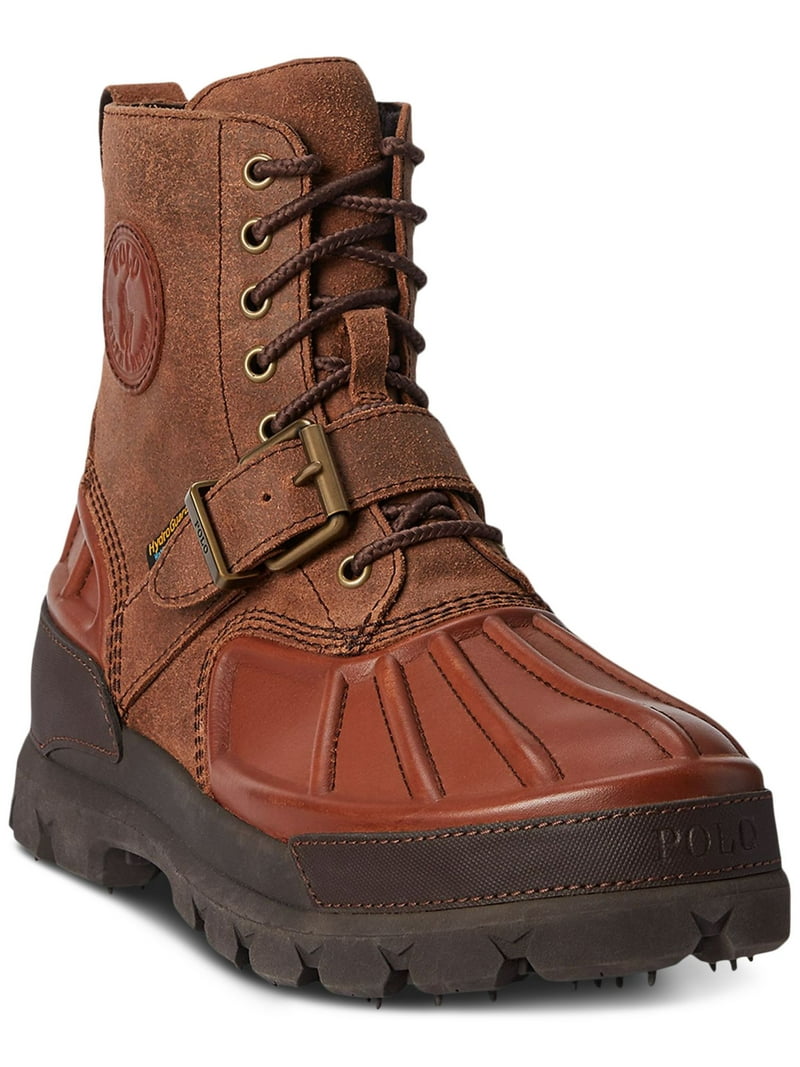 POLO RALPH LAUREN Mens Brown Mixed Media Lug Sole Pull Tab  display picture 1