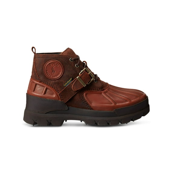 POLO RALPH LAUREN Mens Brown Traction Water Resistant Comfort Oslo Round Toe Wedge Lace-Up Leather Boots Shoes 12 D