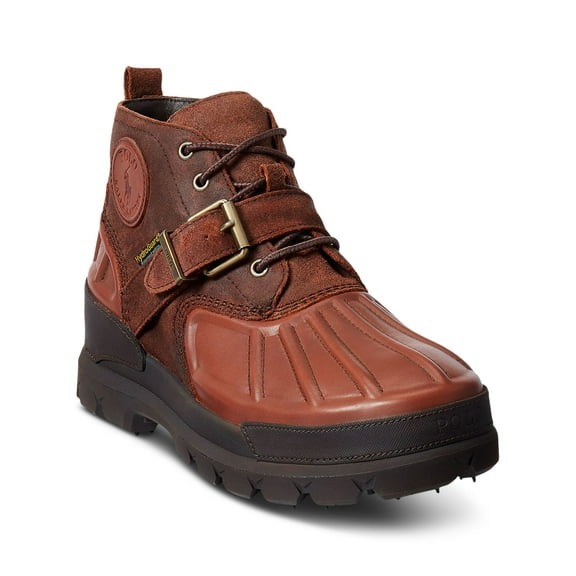 POLO RALPH LAUREN Mens Brown Traction Water Resistant Comfort Oslo Round Toe Wedge Lace-Up Leather Boots Shoes 7.5 D
