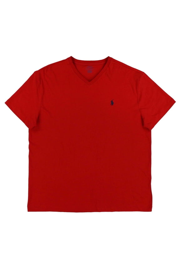 Mens Classic Fit V-Neck T-Shirt (Large, Classic Red)