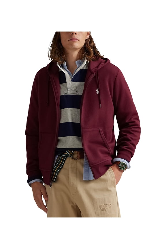 Mens Double-Knit Full-Zip Hoodie Classic Wine Large