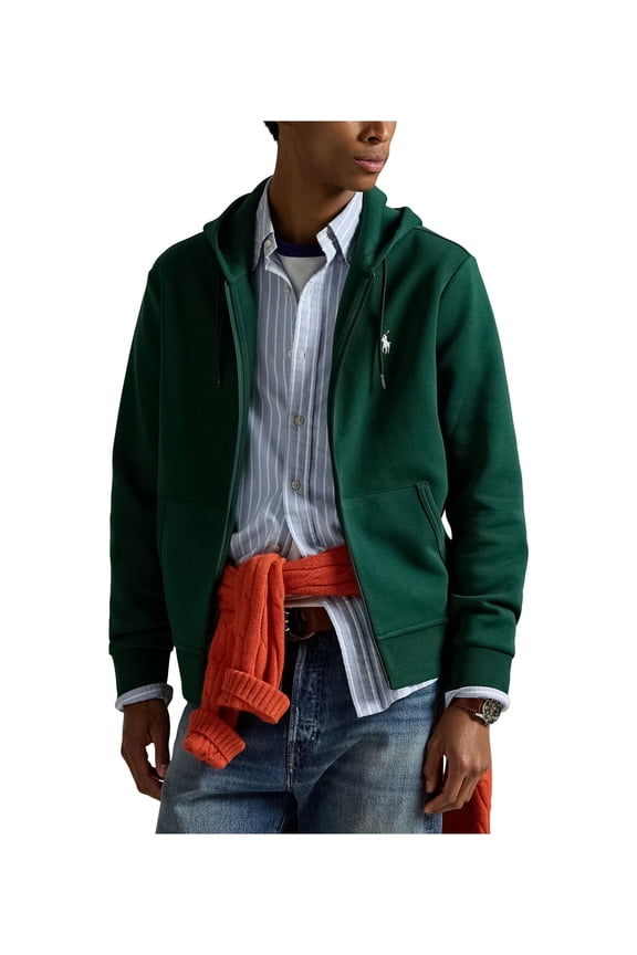 Mens Double-Knit Full-Zip Hoodie Vintage Pine Medium