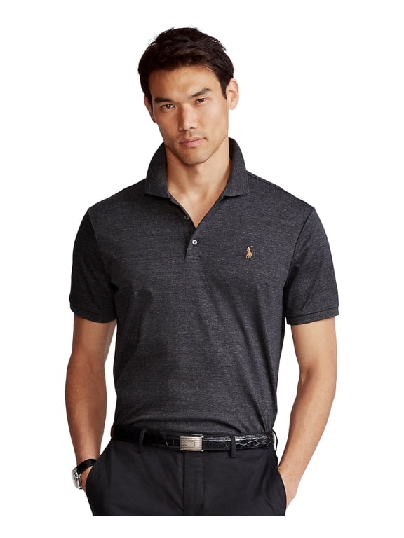 Mens Gray Short Sleeve Classic Fit Stretch Polo S