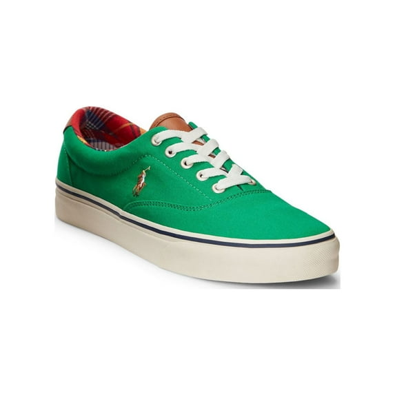 POLO RALPH LAUREN Mens Green Leather Trim Padded Treaded Keaton Round Toe Lace-Up Sneakers 9