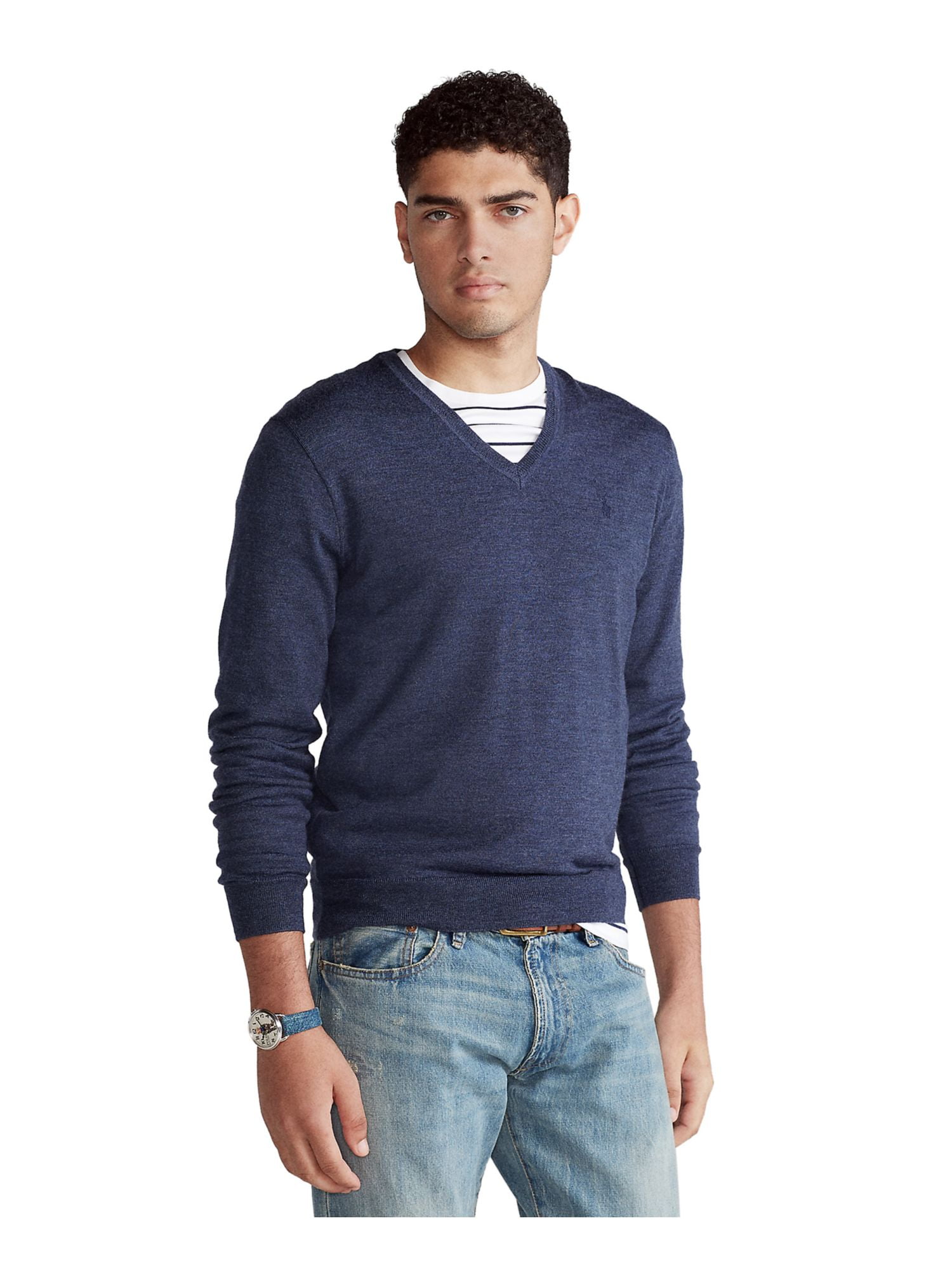 POLO RALPH LAUREN Mens Navy Crew Neck Classic Fit Knit Cardigan Sweater ...