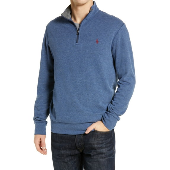 POLO RALPH LAUREN Mens Navy Heather Mock Neck Classic Fit Quarter-Zip Jersey Pullover Sweater XXL
