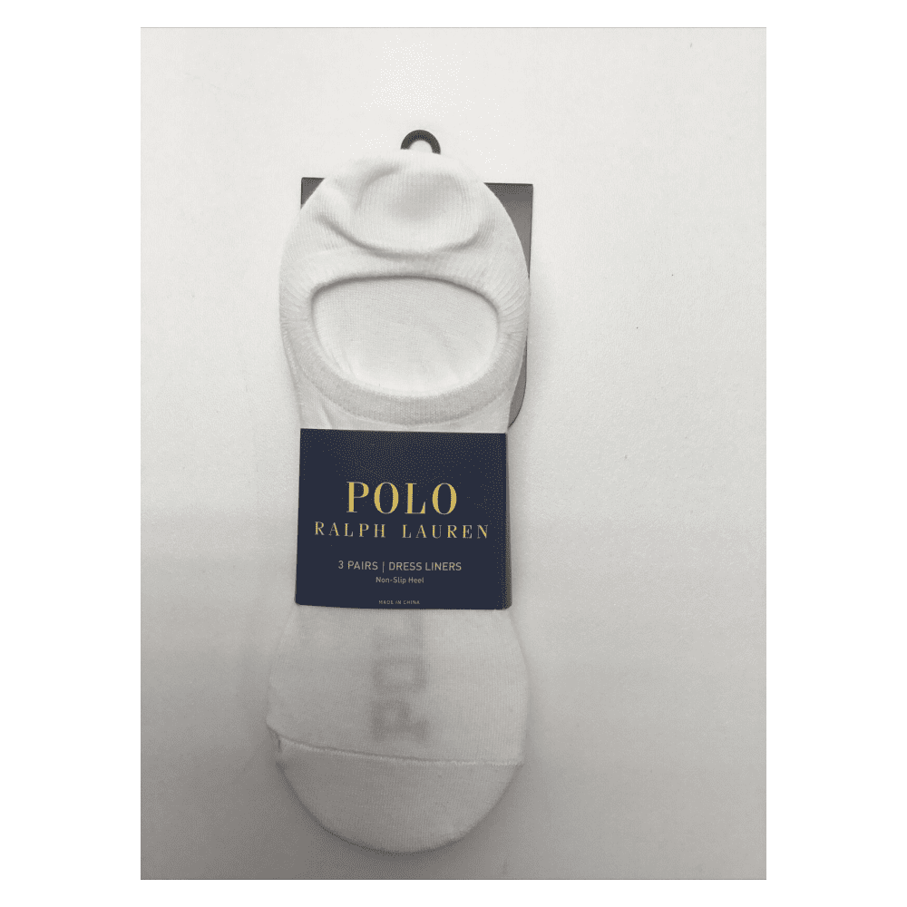 POLO RALPH LAUREN Mens No Show Liner Socks, White, Shoe Size 6-12 1/2 -  Walmart Business Supplies