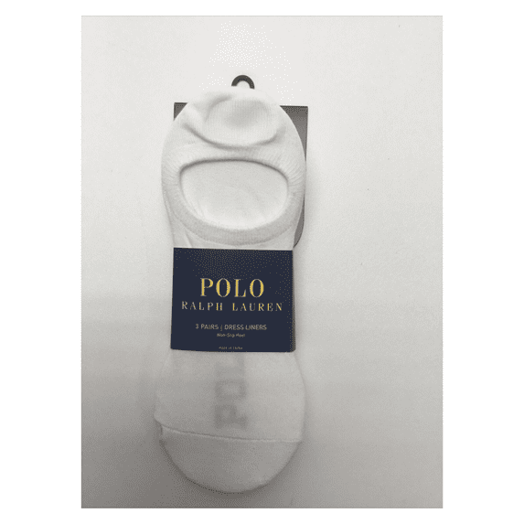 POLO RALPH LAUREN Mens No Show Liner Socks, White, Shoe Size 6-12 1/2