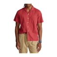 thumbnail image 1 of POLO RALPH LAUREN Mens Red Short Sleeve Collared Classic Fit Button Down Cotton Cotton Shirt M, 1 of 1