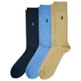 thumbnail image 1 of Polo Ralph Lauren Men's Super Soft Ribbed Dress Crew Sock 3 Pack, Multi-Colored, Men's Shoe Size: 12-17, Multi-colored, 12-17 Big Tall, 1 of 3