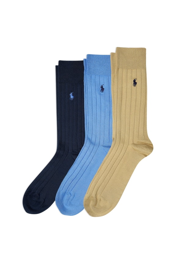 Men's Super Soft Ribbed Dress Crew Sock 3 Pack, Multi-Colored, Men's Shoe Size: 12-17, Multi-colored, 12-17 Big Tall