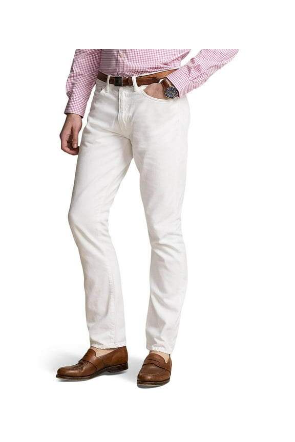 , Mens, Varick Slim Straight Garment-Dyed Jean, White, Size: 40, Inseam: 32