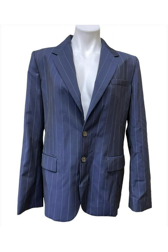Navy Blue Women's Chalkstripe Suit Jacket, US 12, NWOT