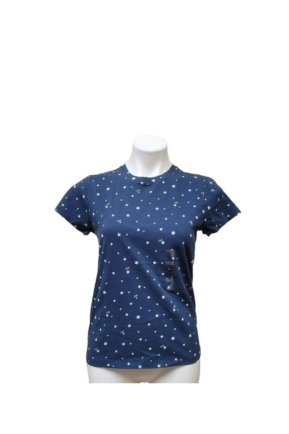 Navy Blue Women'sAll Over Star S/S Cotton Tees, US Small, NWOT
