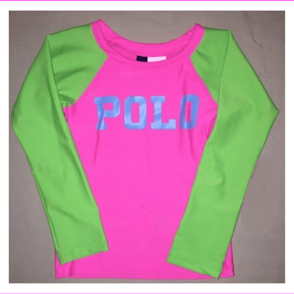 POLO RALPH LAUREN RASH GAURD SWIM SHIRT, Wild Rose, Size 2/2T