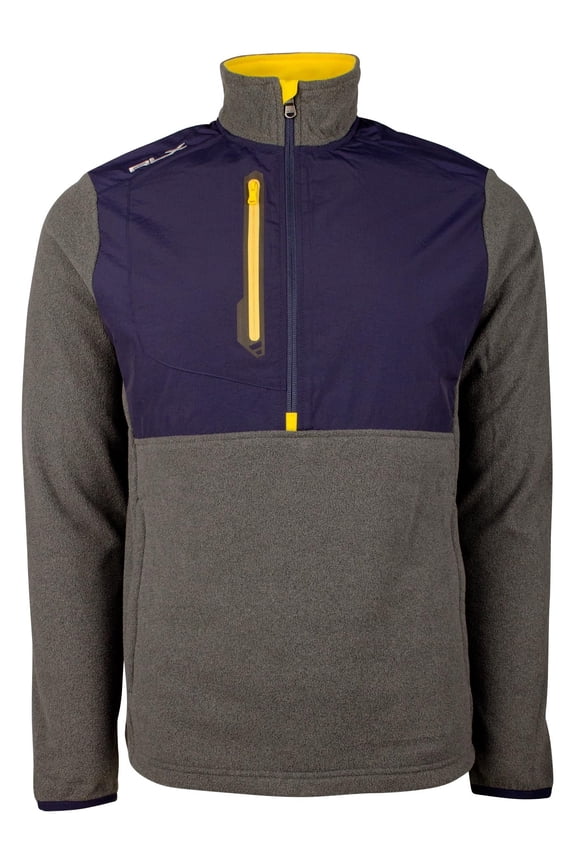 RLX Men's Fleece Long Sleeve Half Zip Pullover GNvy Small