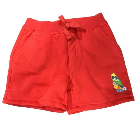 POLO RALPH LAUREN Red Boys Cotton Bear Printed Short, Size 24M, NWOT