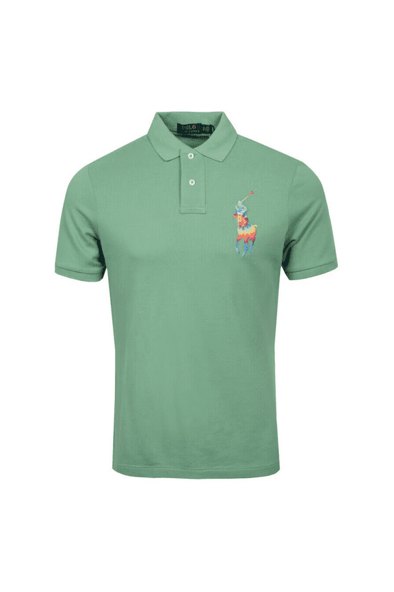 Tye-Dye Big Pony Mesh Polo Shirt Green, S