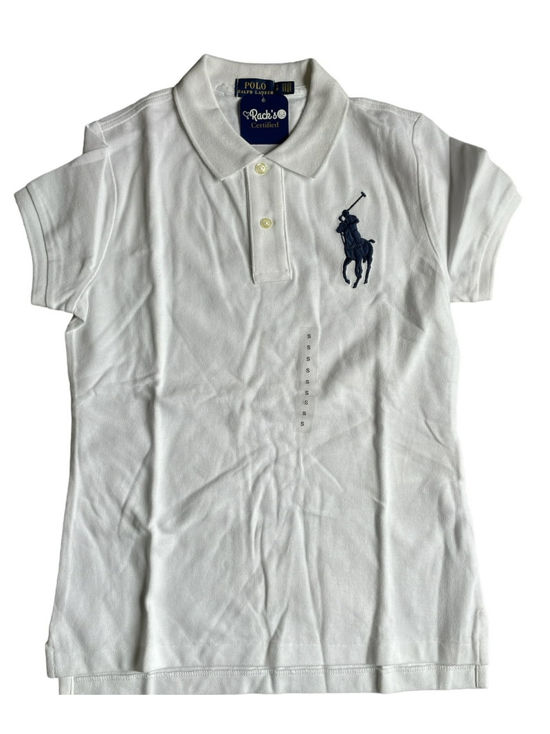 POLO RALPH LAUREN White Women's Skinny Fit Big Pony Mesh