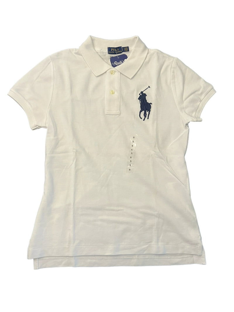 POLO RALPH LAUREN White Women's Skinny Fit Big Pony Polo Shirt