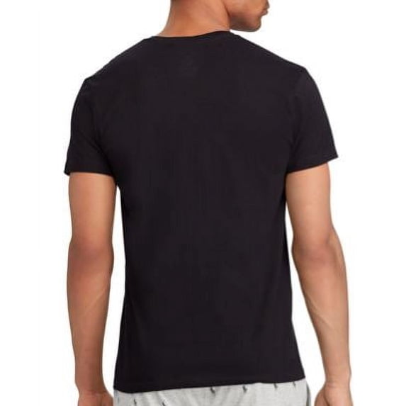 POLO Ralph Lauren 3-Pack Mens Cotton Slim Fit V-Neck T-Shirt (Small, Black)