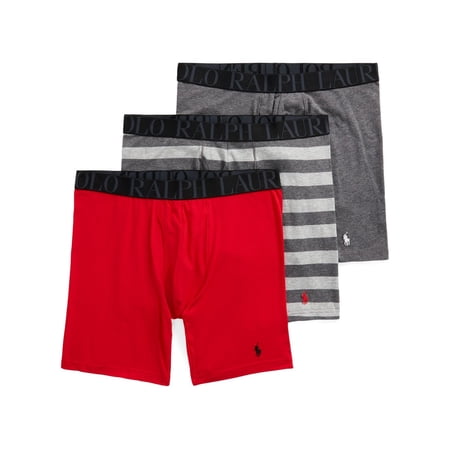 POLO Ralph Lauren Men's Stretch Classic Fit Boxer Briefs 3-Pack Red Grays 1X