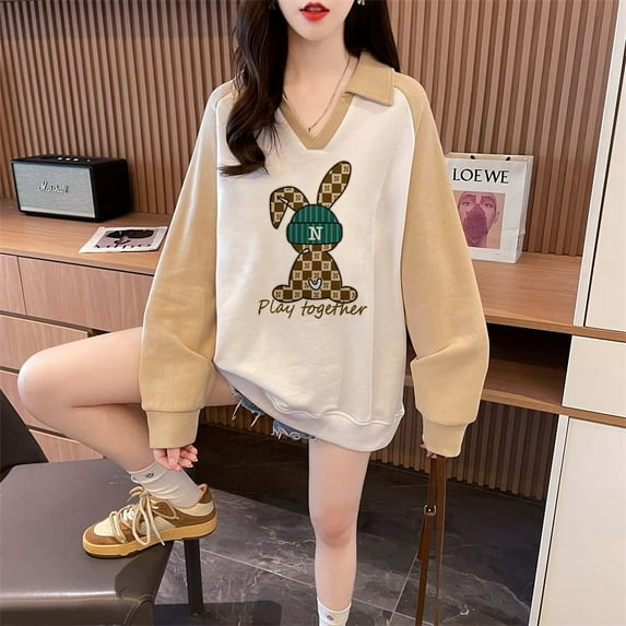 POLO collar cartoon long sleeve top