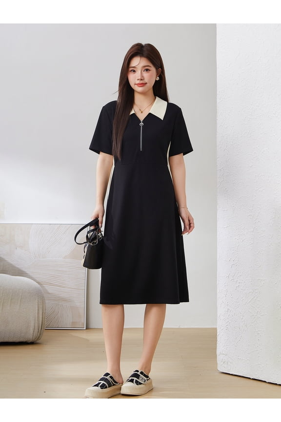 POLO neck waist slim dress