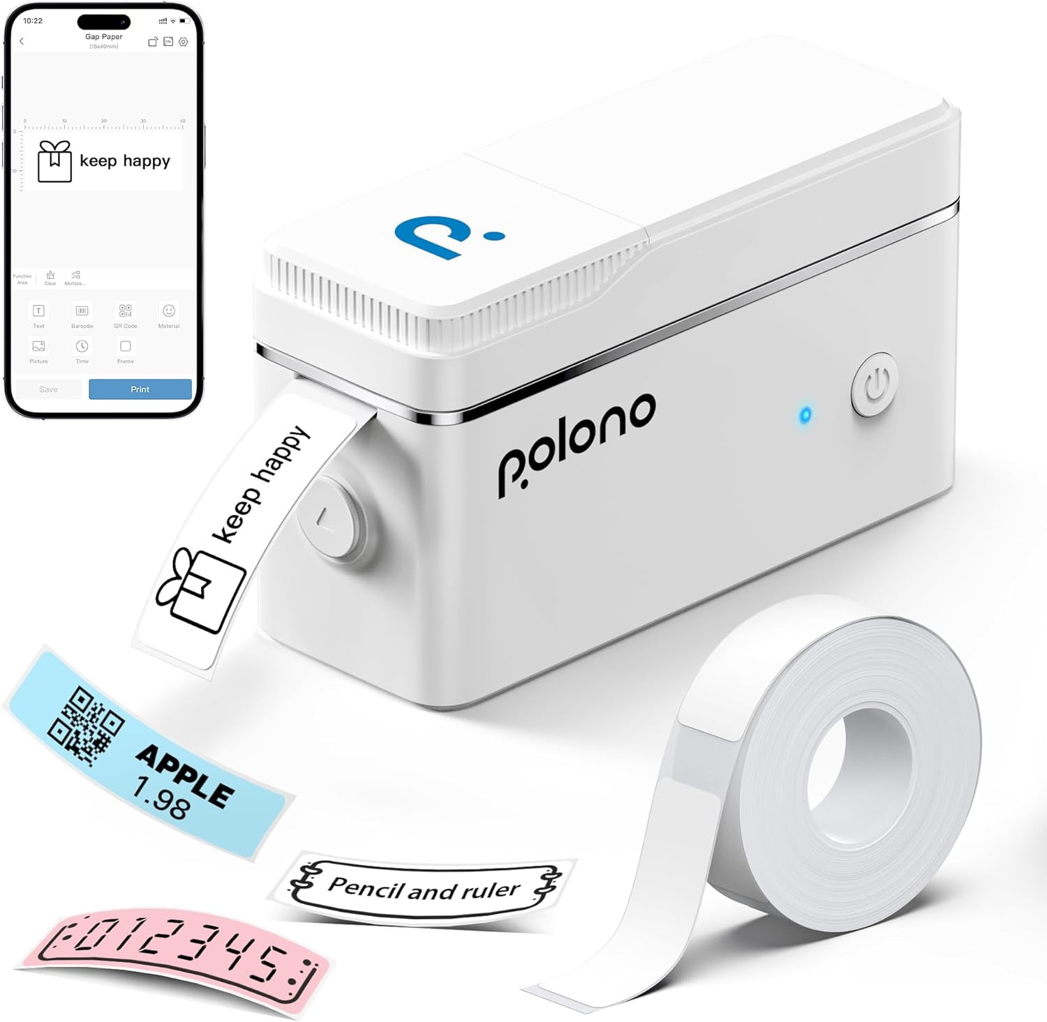 POLONO P31S Label Maker Machine with Tape, Portable Thermal Printer