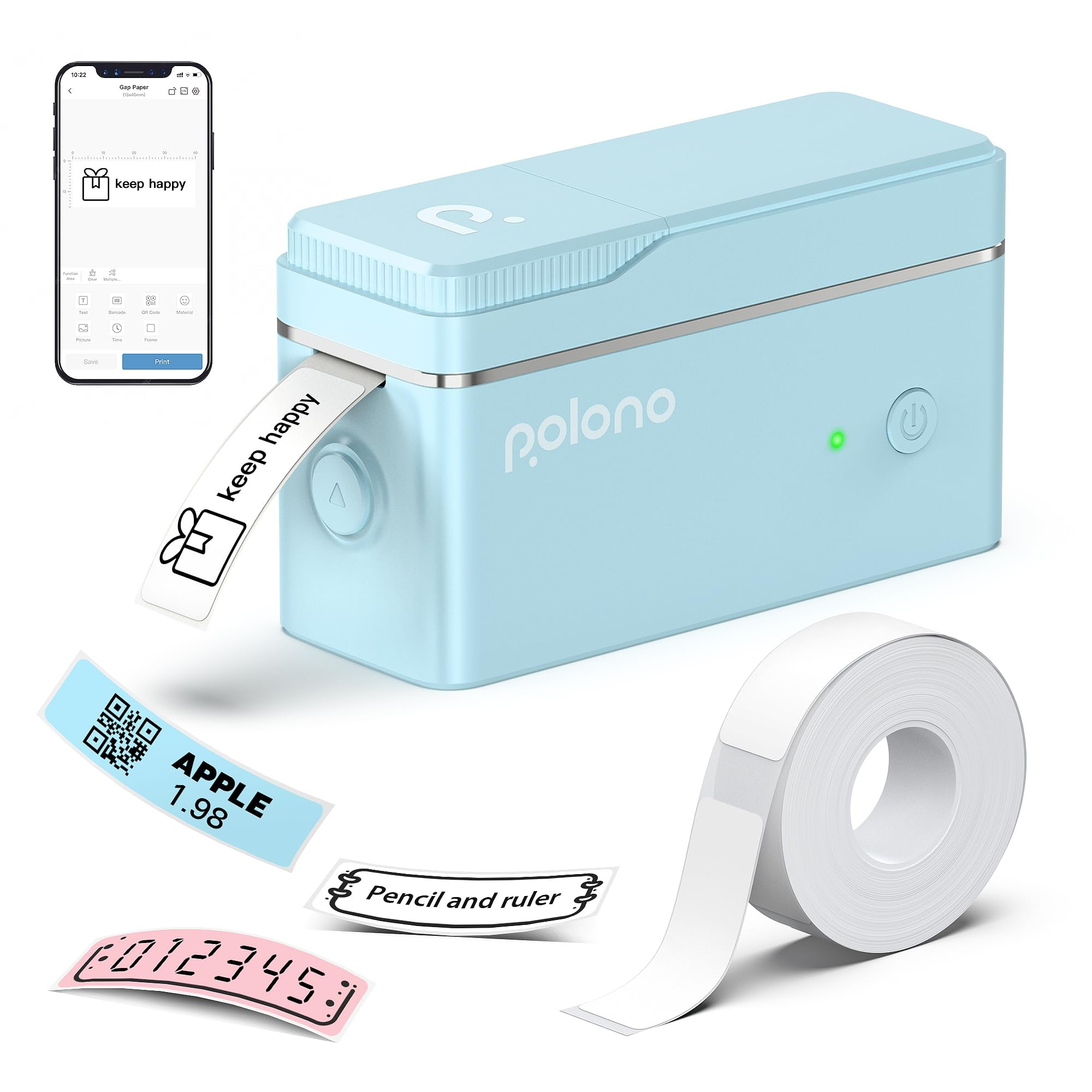 POLONO P31S Label Maker Machine with Tape, Portable Thermal Printer