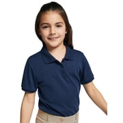 Wonder Nation Girls School Uniform Interlock Short Sleeve Polo Shirt, Sizes 4-18 & 10-16 Plus