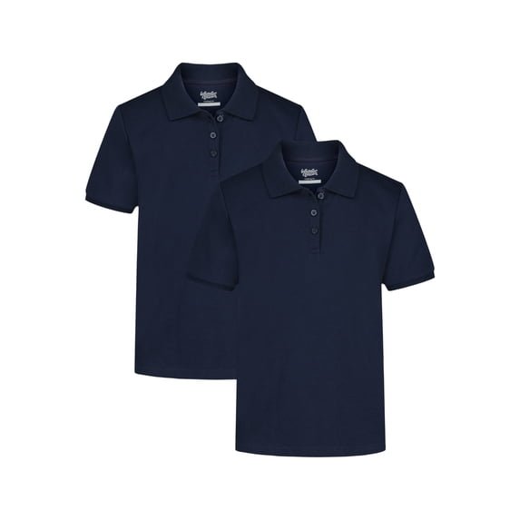 Wonder Nation Girls School Uniform Interlock Short Sleeve Polo Shirt, Sizes 4-18 & 10-16 Plus
