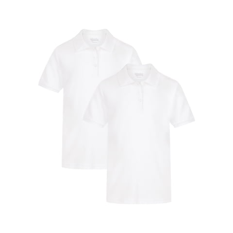 Girls School Uniform Interlock Short Sleeve Polo Shirt, Sizes 4-18 & 10-16 Plus
