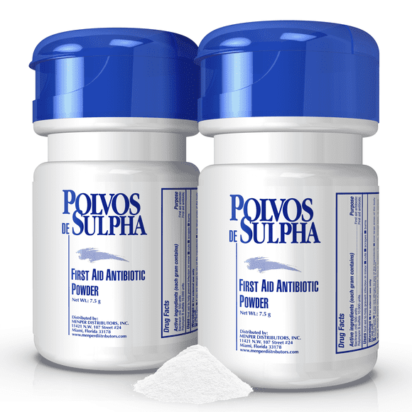 Polvos de Sulpha First Aid Antibiotic Powder for Cuts, Burns, and Infection Care, 15 grams, 2 pack