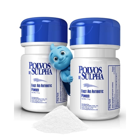 Polvos de Sulpha First Aid Antibiotic Powder for Cuts, Burns, and Infection Care, 7.5 grams, 2 pack