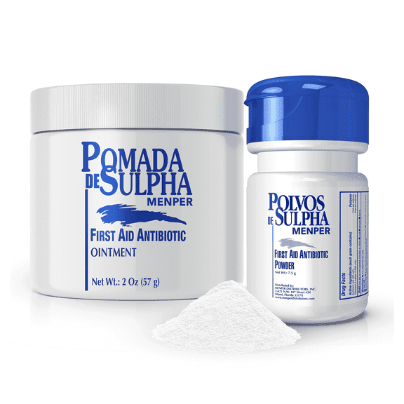Polvos & Pomada de Sulpha First Aid Antibiotic Powder and Ointment, 7.5 grams and 2 oz, 1 pack