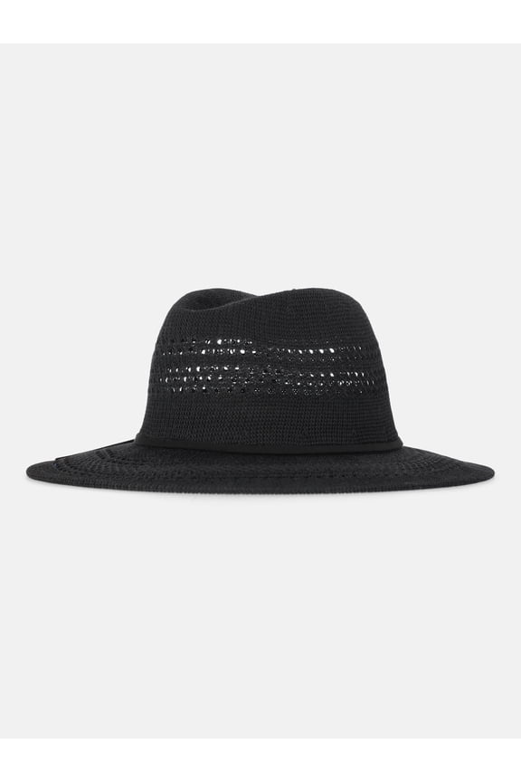 Women's Knit Panama Hat, Black