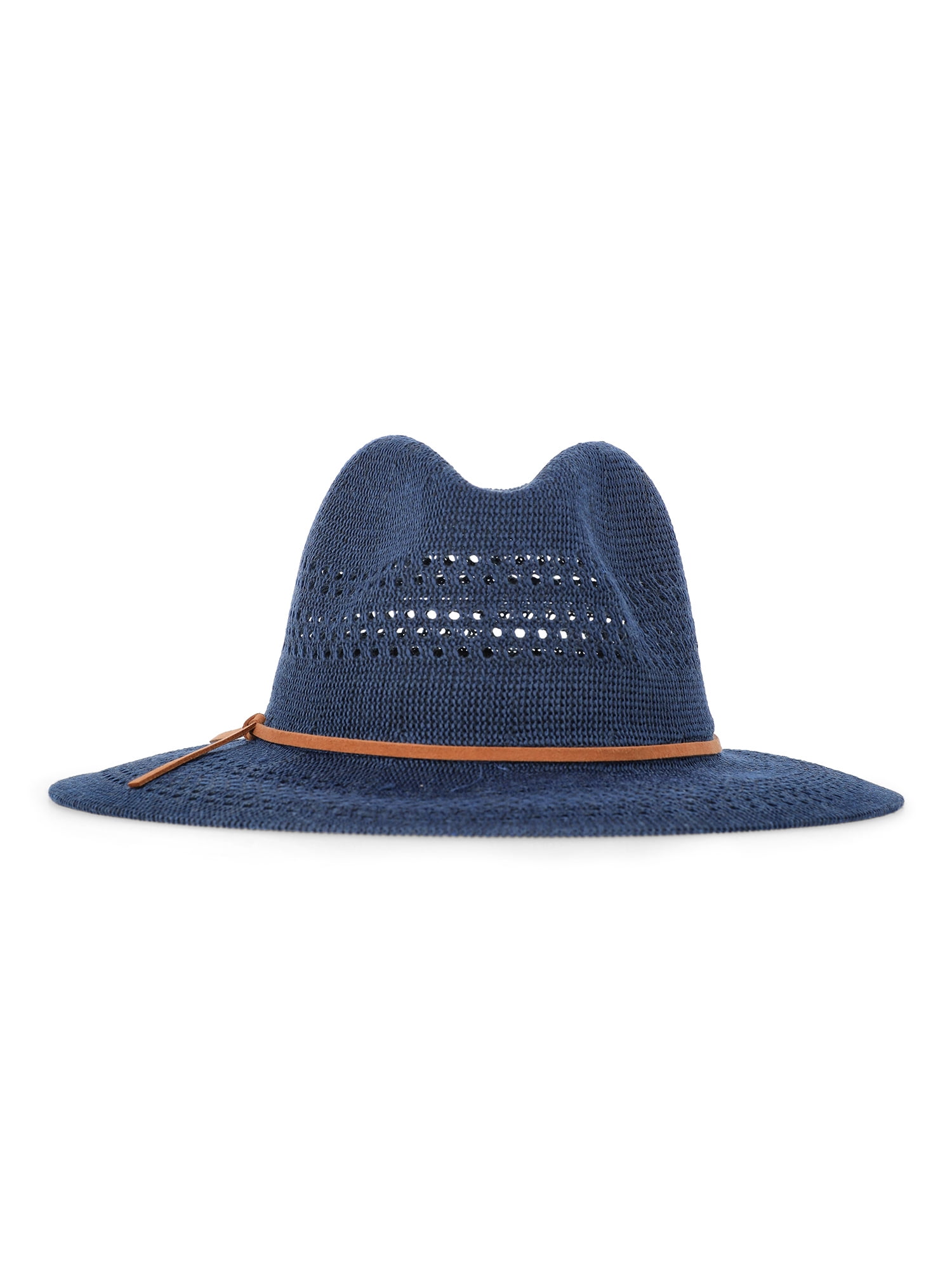 Time and Tru Women's Knit Panama Hat, Navy