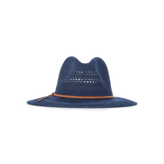 Time and Tru Women's Knit Panama Hat, Navy