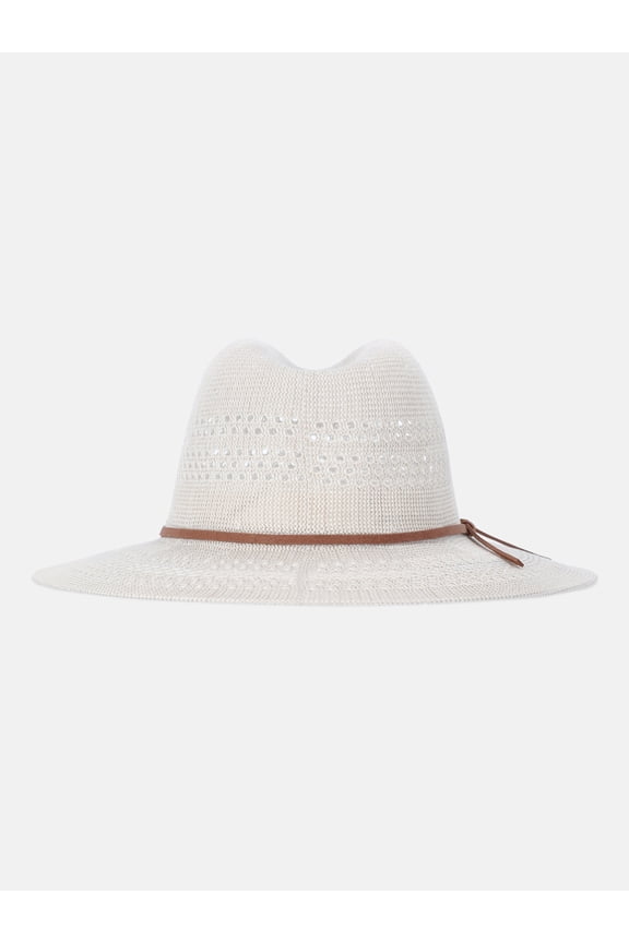 Women's Knit Panama Hat, Mother of Pearl