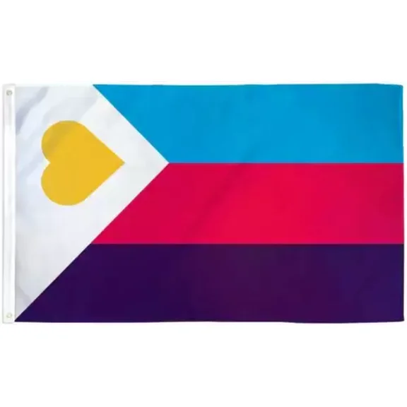 "POLYAMORY TRICOLOR" flag 3x5 ft polyester banner sign rainbow pride LGBTQ 100D